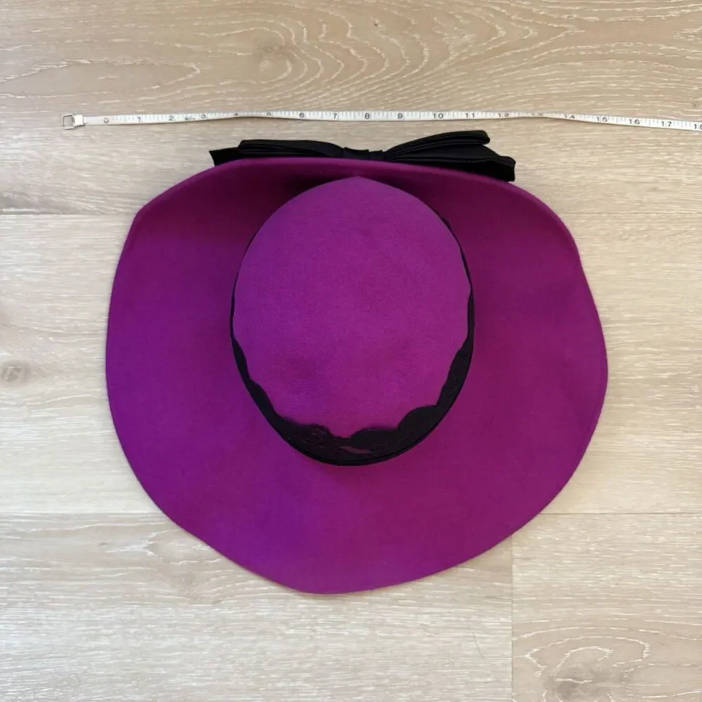VTG 80s Deadstock Michael Howard Fuchsia Wool Fedora Hat Lace Satin Bow USA NOS
